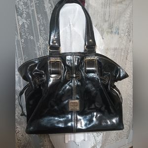 Vintage Dooney and Bourke large Chiara black patent leather bag